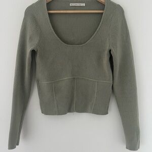 Abercrombie & Fitch Olive Green Ribbed Sweater